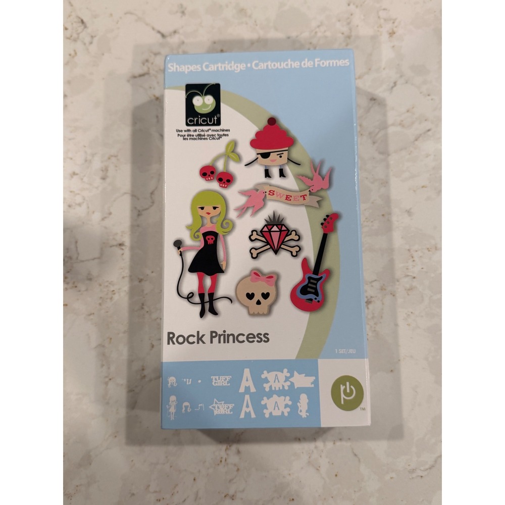 Cricut Rock Princess Shapes Cartridge‎ 2000372 Punk Skull Font Die Cut Shapes